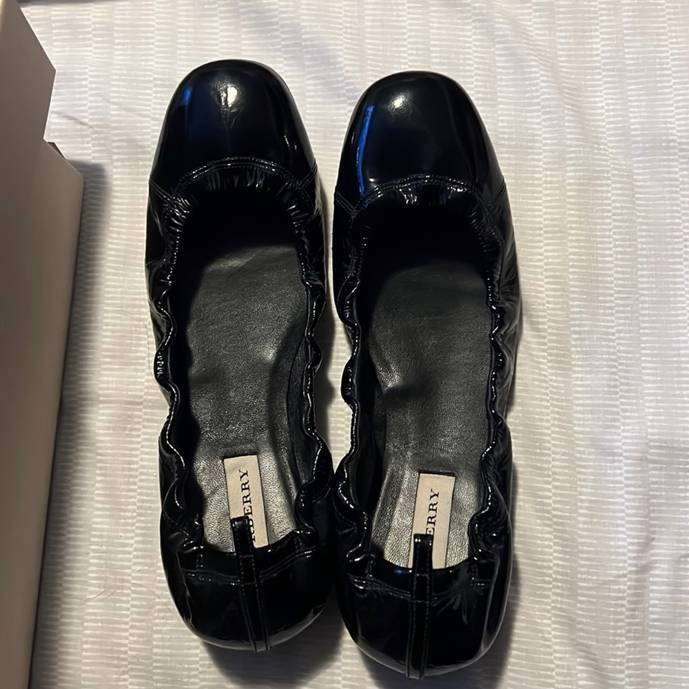 Burberry Black Patent Leather Flats